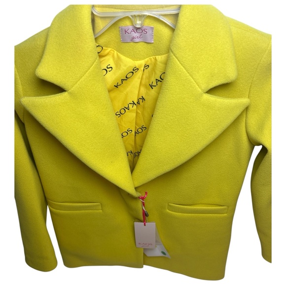 Kaos Girls Chartreuse Single-Button Coat - Picture 4 of 6